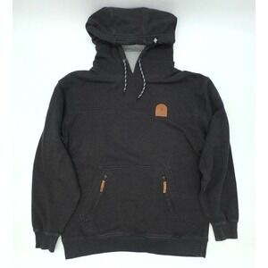 SKI THE EAST Charcoal Gray Hoodie Sweatshirt Zip Kangaroo Pocket Men's L Cotton
